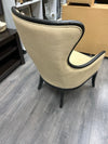 TAN ARMCHAIR W/NAILHEAD TRIM