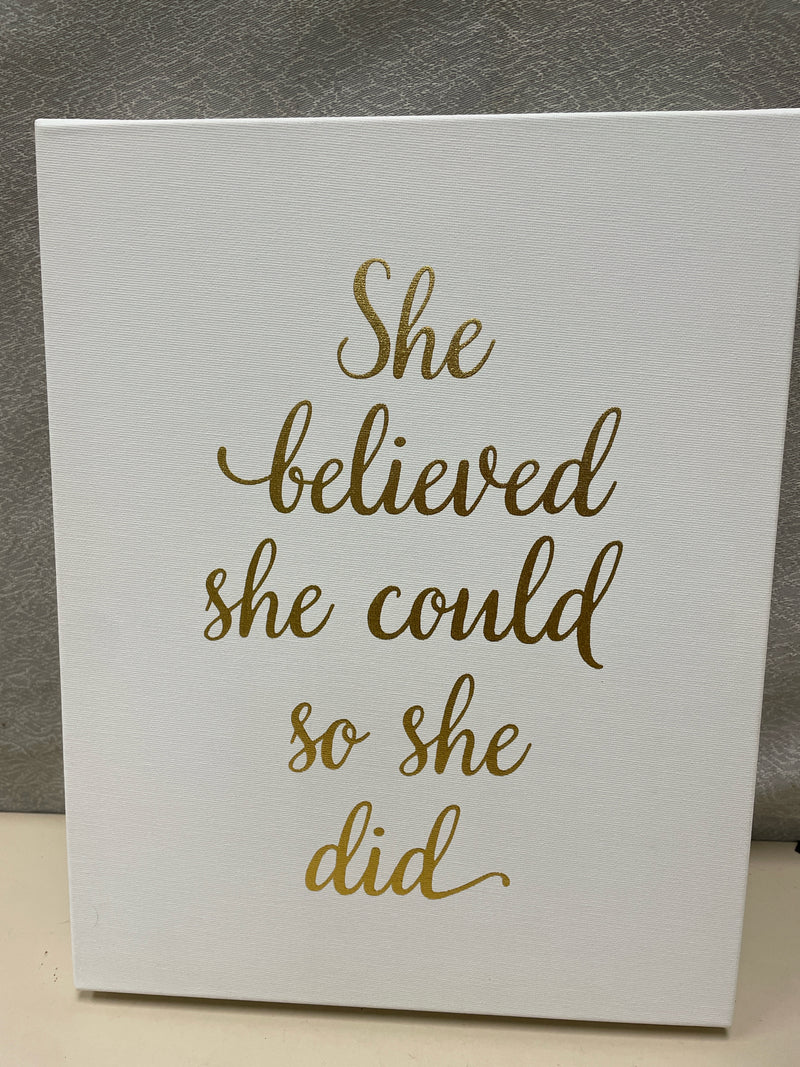 "SHE BELIEVED..." GOLD WORDS PIC