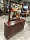 CHERRY DOUBLE DRESSER W/MIRROR