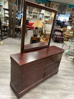 CHERRY DOUBLE DRESSER W/MIRROR