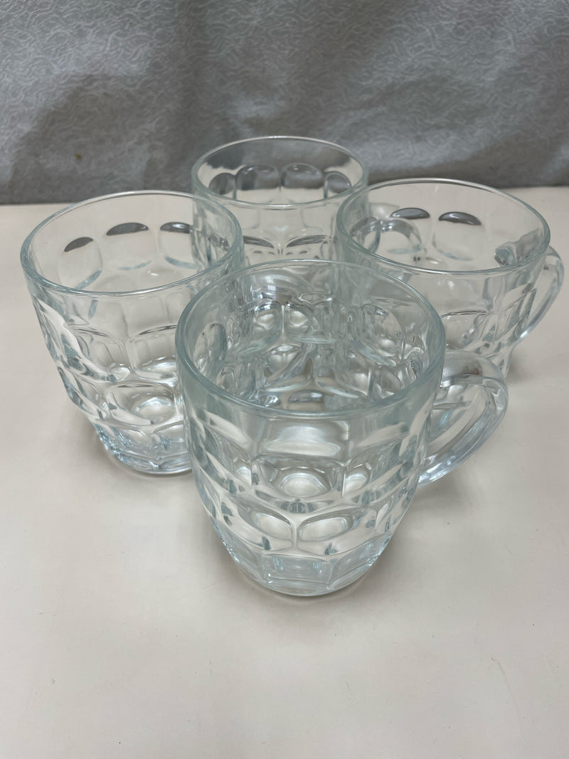 4 CLEAR GLASS BEER MUGS