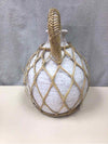 WHITE CLAY JAR W/WEAVING
