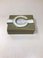GOLD/WHITE CERAMIC DISH W/LID