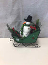 SNOWMAN IN GREEN SLEIGH