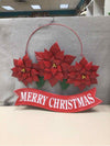 METAL POINSETTIA MERRY XMAS HANGING