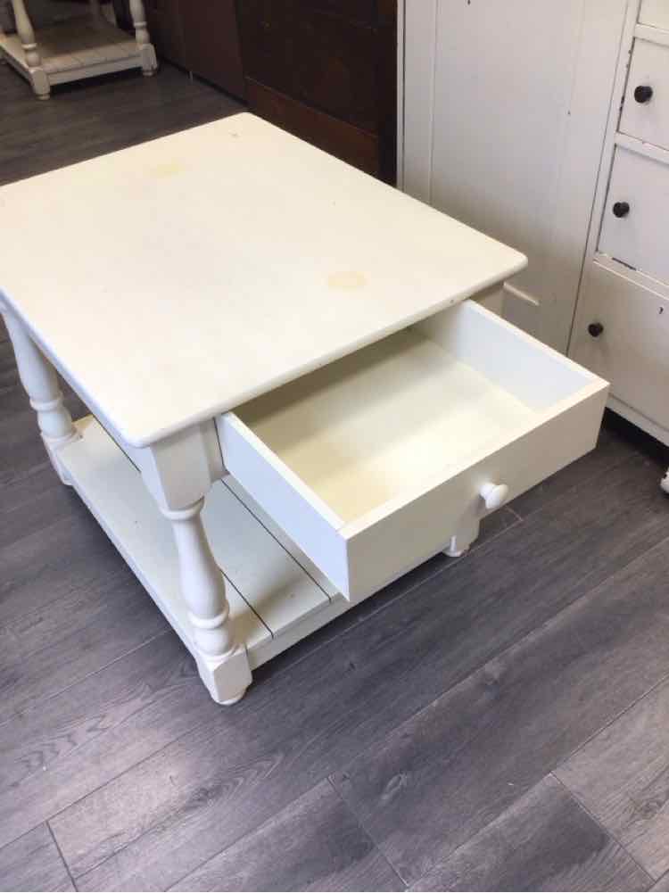 LARGE CREAM NIGHTSTAND WITH DRAWER