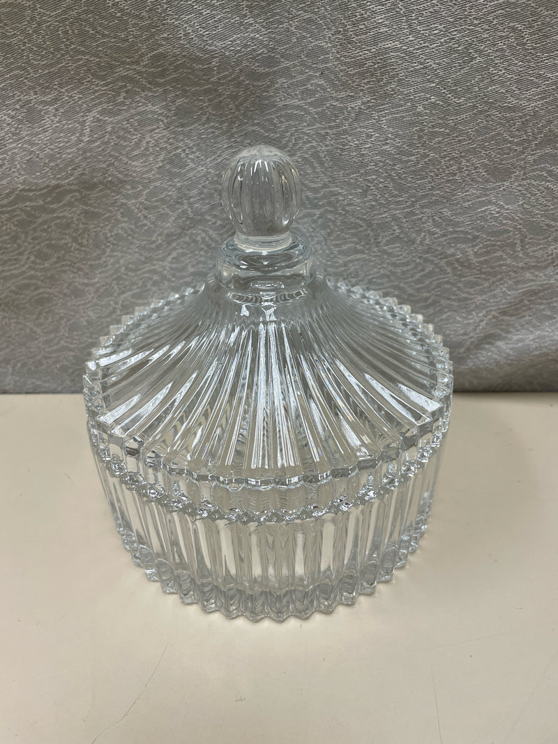 2 PC GLASS LIDDED CANDY DISH