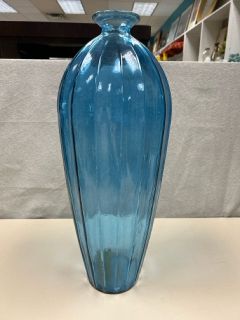 TALL BLUE GLASS VASE