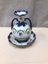 SMALL FLORAL VASE W/TRAY