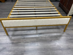 WHITE CUSHION GOLD HEAD/FOOT BOARD