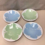 4 GREEN/BLUE LEAF PLATES