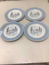 4 SMALL BLUE/BROWN PLATES