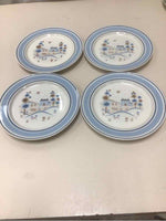 4 SMALL BLUE/BROWN PLATES
