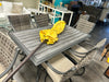 METAL PATIO TABLE W/6 CHAIRS & UMBRELLA