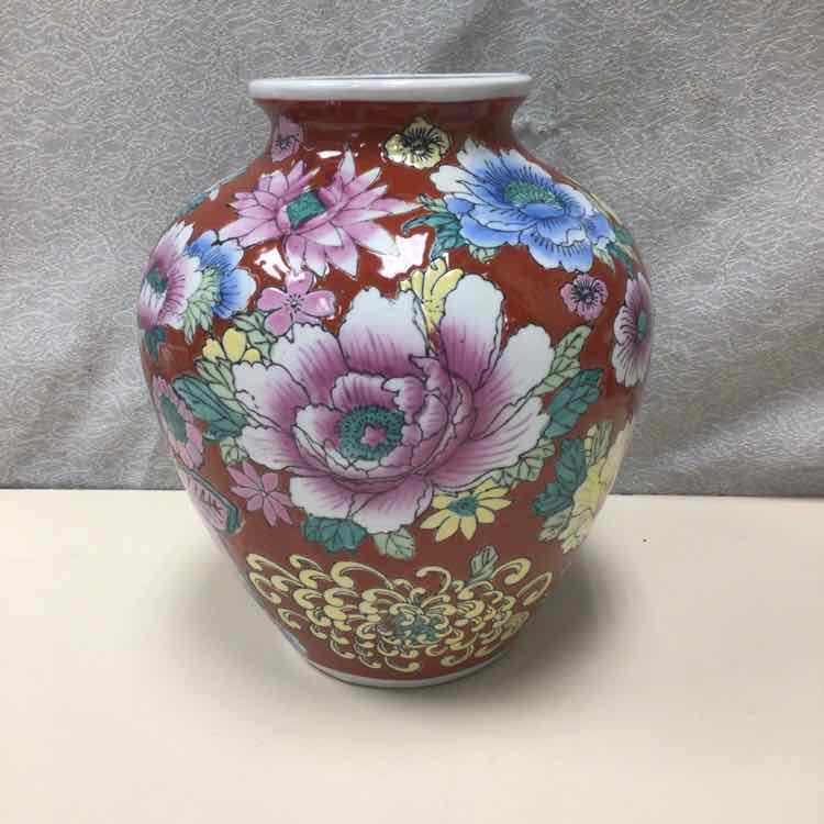PURPLE BLUE FLORAL ASIAN VASE