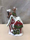 CERAMIC SNOWY HOUSE CNDL HLDR