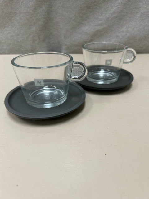 2 GLASS CAPPUCCINO MUGS