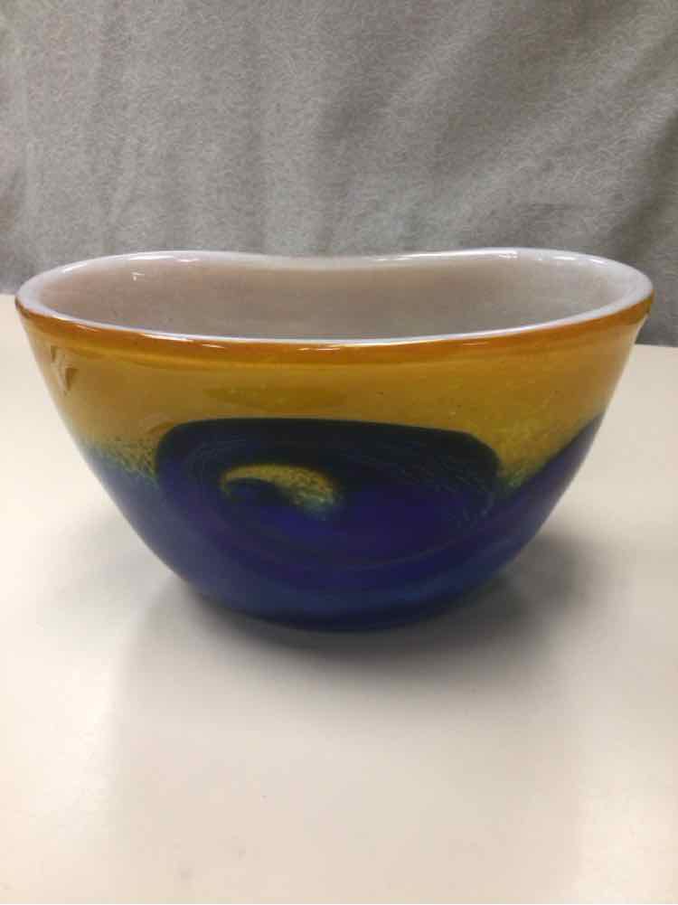 ORANGE BLUE GLASS BOWL