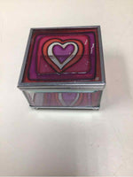 GLASS TRINKET BOX W/HEARTS