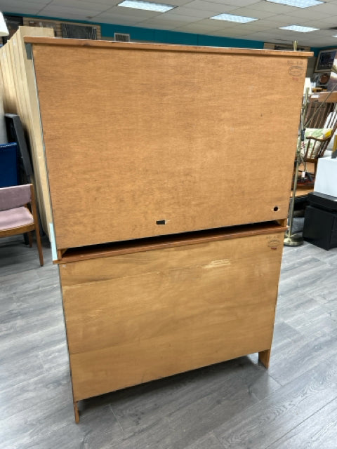 GREEN 2 PIECE WOOD CABINET