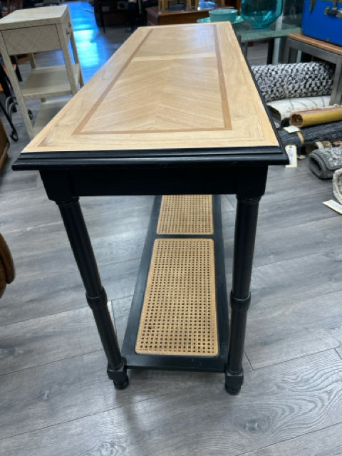 CANE DESIGN NATURAL/BLACK SOFA TABLE