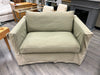 GREEN SLIPCOVERED SLEEPER SOFA