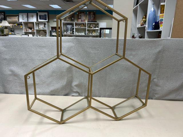 GOLD METAL GLASS SHELF