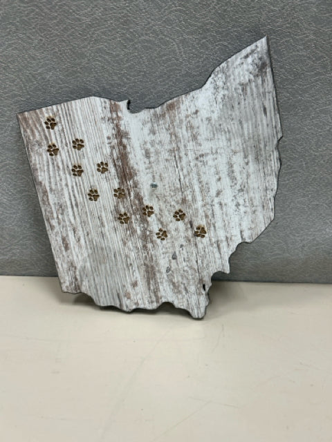 WHITE OHIO SHAPE PAW WOOD HANGING