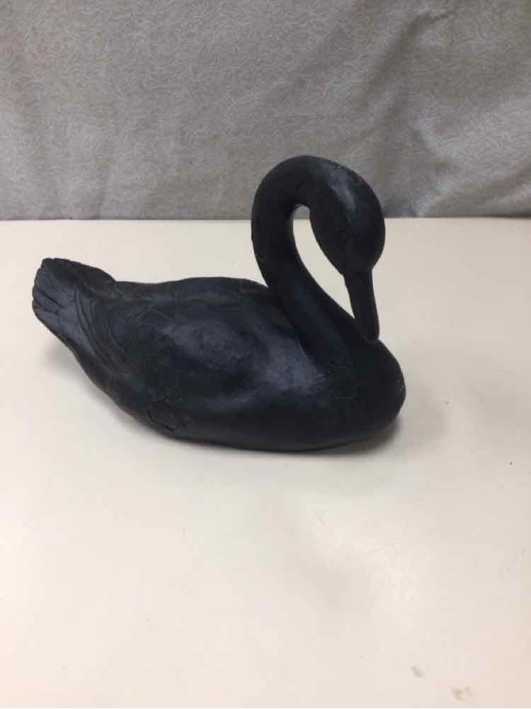 BLACK RESIN SWAN
