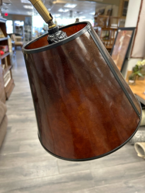GOLD FLOOR LAMP WITH BROWN SHADE