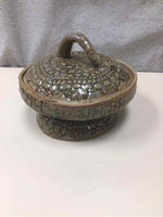 HANDMADE TEXTURED DISH W/LID