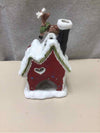 CERAMIC SNOWY HOUSE CNDL HLDR