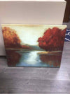 RED TREES ON LAKE ON CANVAS