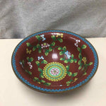 RED BLUE FLORAL ASIAN BOWL