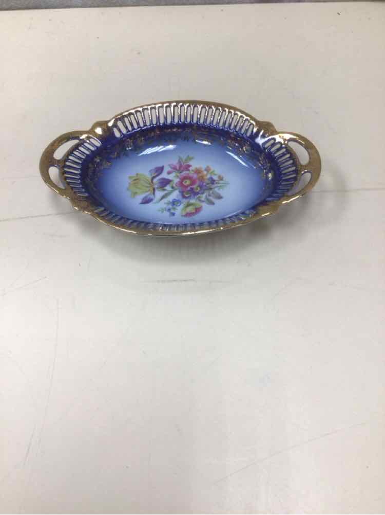 BLUE/GOLD FLORAL SOAP DISH