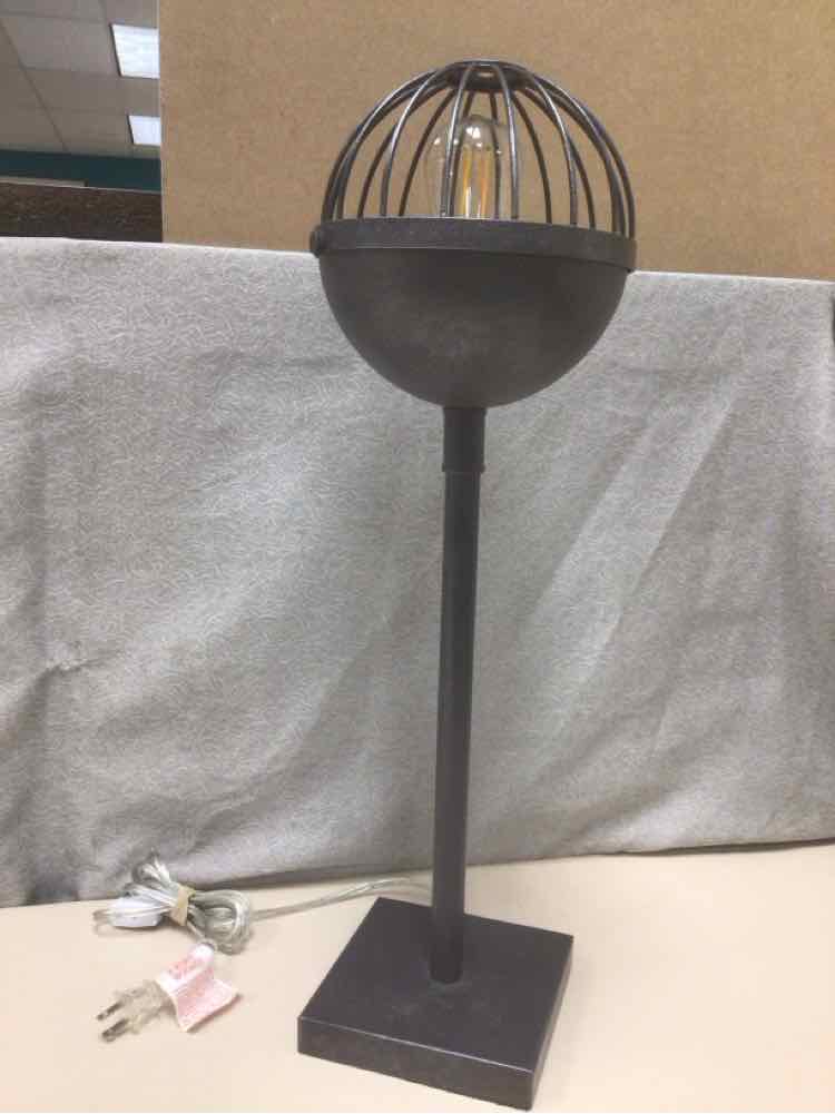 TALL METAL CAGED BULB LAMP