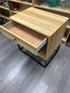 BLONDE WOOD METAL NIGHTSTAND