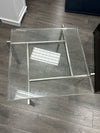 METAL BASE BUBBLE GLASS END TABLE