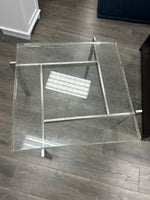 METAL BASE BUBBLE GLASS END TABLE