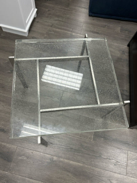 METAL BASE BUBBLE GLASS END TABLE