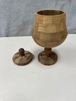WOOD LID PEDESTAL DISH