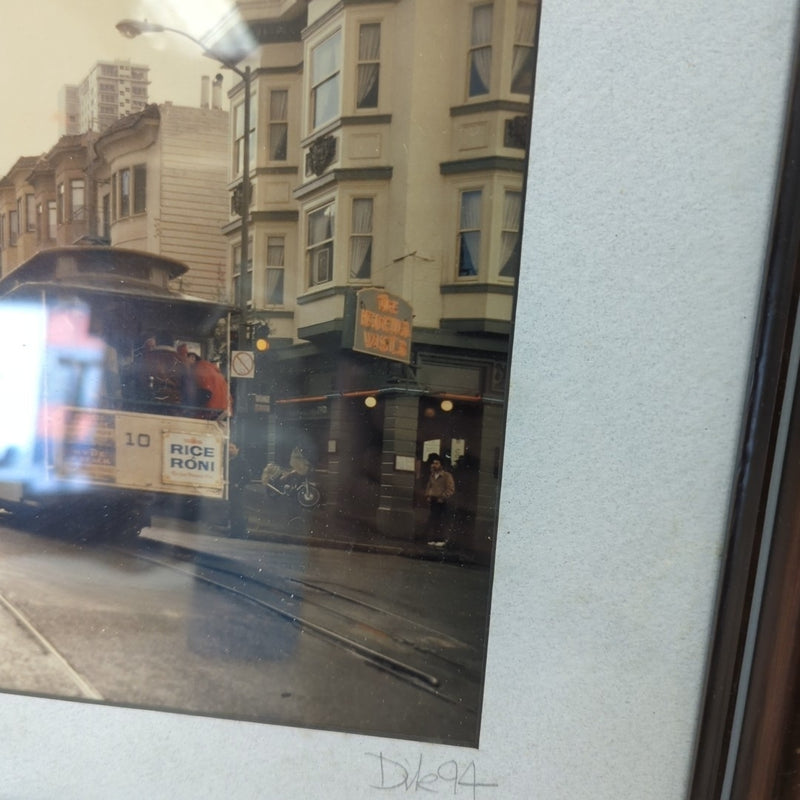 SIGNED VINTAGE TROLLEY ART