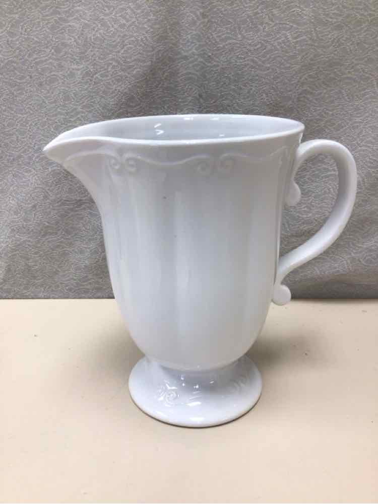 WHITE CERAMIC PITCHER