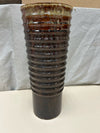 TALL BROWN RIDGED VASE