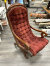 RED CRUSHED VELVET WOOD CHAIR