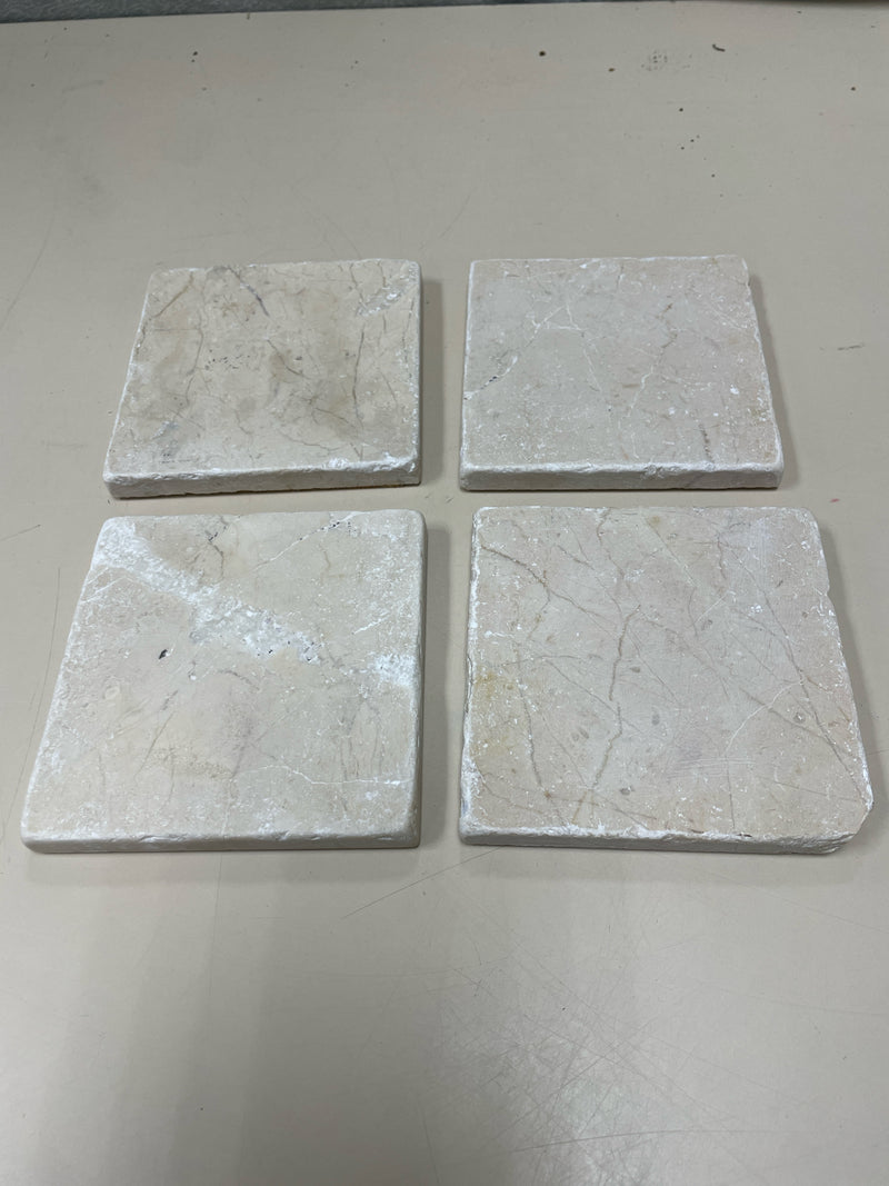 4 DIST. WHITE STONE COASTERS