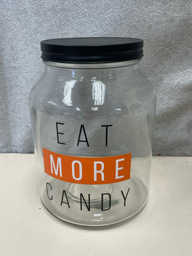 EAT MORE CANDY GLASS JAR
