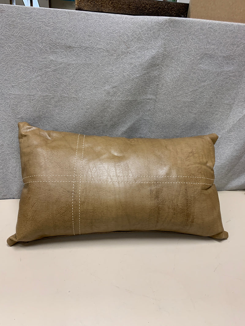 BROWN FAUX LEATHER PILLOW