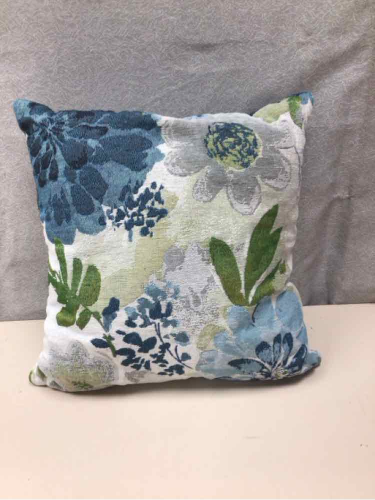 GREEN/BLUE FLORAL PILLOW
