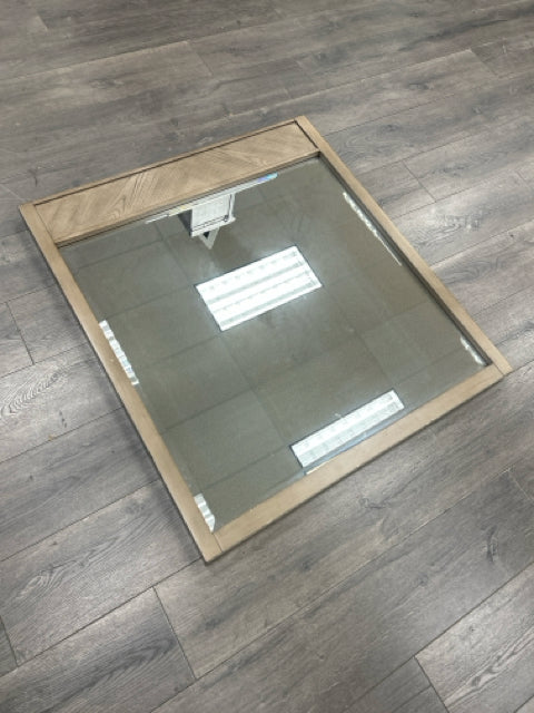 BROWN WOOD PANEL TOP MIRROR